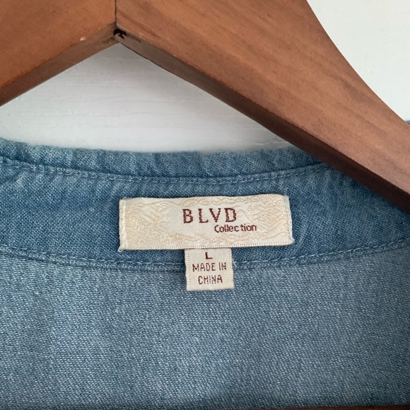 Blue Textured Button-Up Shirt - Picture 3 of 5